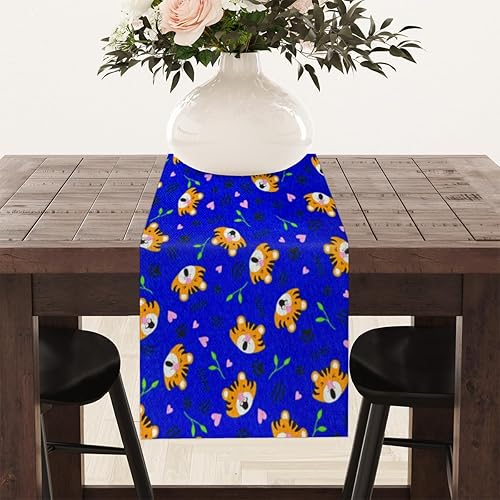 Miniatura 8 de Camino de mesa con estampado de patas de tigre, estilo lino, 13 x 60 pulgadas, camino de mesa rústico de granja, cocina, comedor, decoración para
