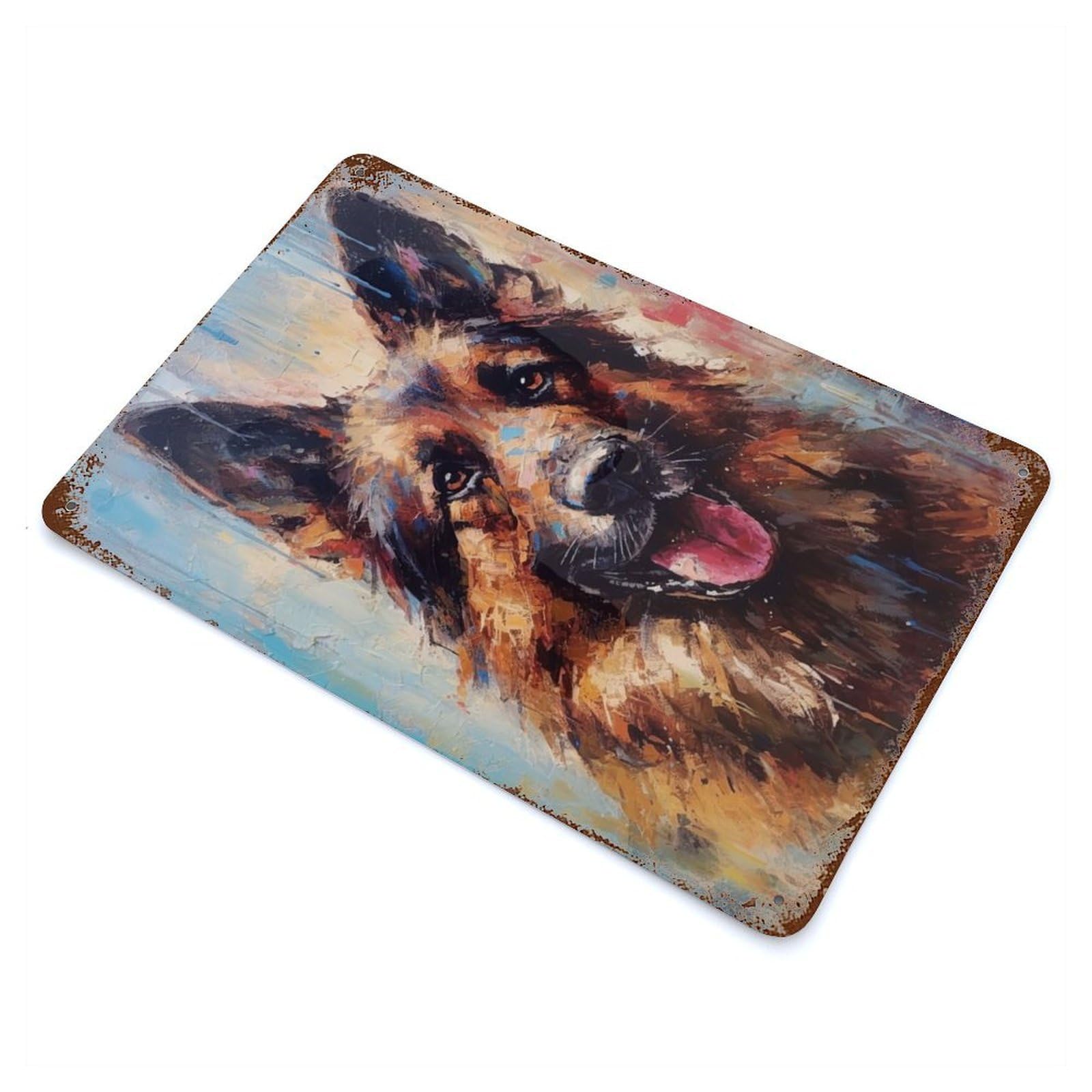 Palette Shepherd Painting Rusty Metal Tin Sign 11.8"x7.9", for Basement, Hobby Room And Garage Decor, Retro Wall Decor