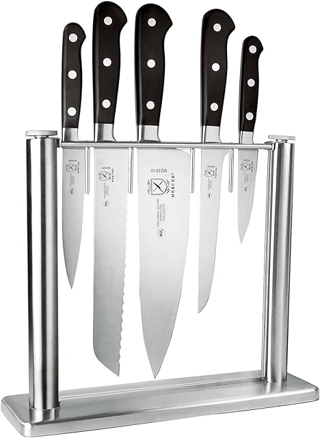 Mercer Culinary M23500 Renaissance 6-Piece Forged Knife Set, Tempered Glass Block, Stainless Steel, Multi-Colour