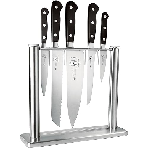Mercer Culinary M23500 Renaissance 6-Piece Forged Knife Block Set, Tempered Glass Block