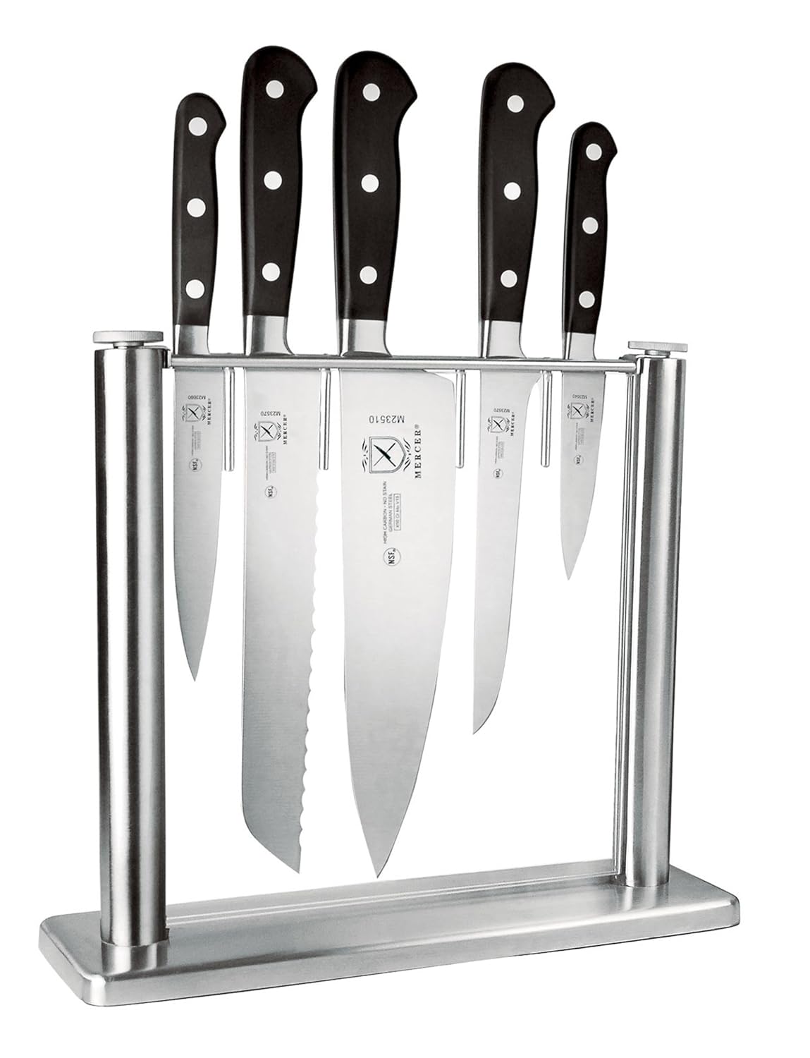 Mercer Culinary M23500 Renaissance 6-Piece Forged Knife Block Set Tempered Glass Block