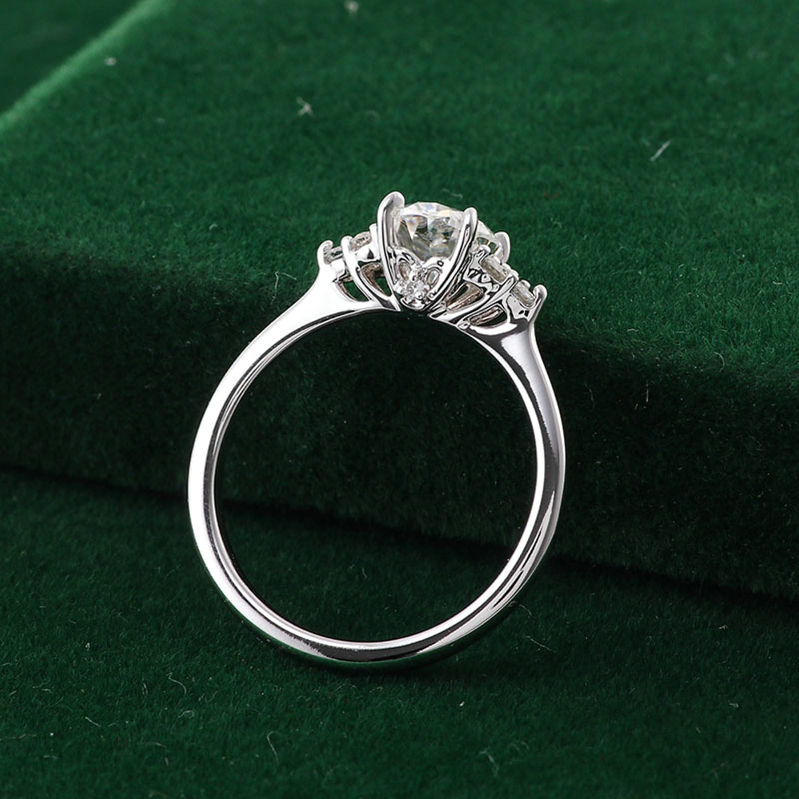 18K 750 Weißgold Ringe Damen, Eheringe Hochzeitsringe Verlobungsringe Trauringe Elegant Dreieck Design mit 4 Zinken Oval Moissanit 1 Karat-3 Karat Partnerringe Frauen Weißgold