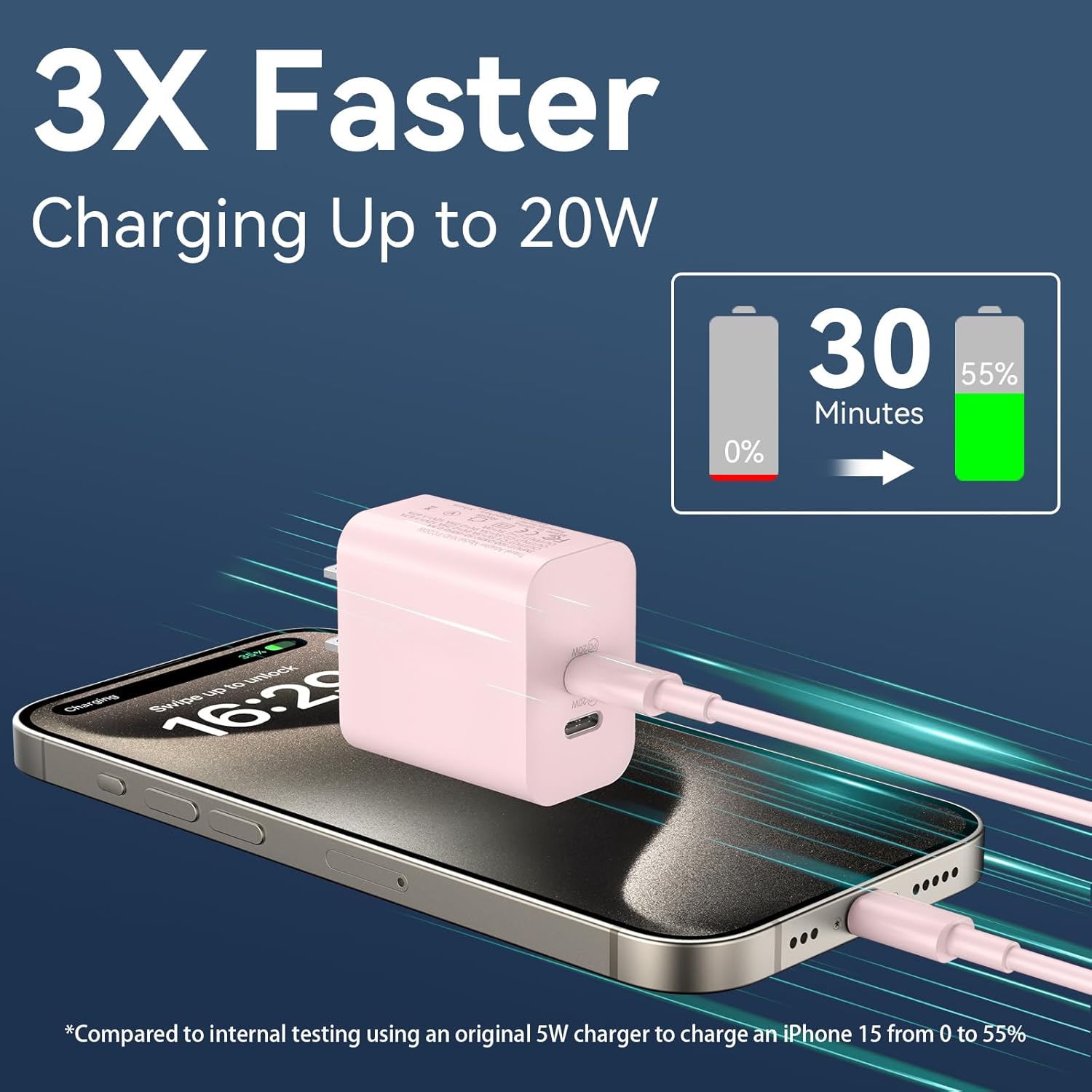 Phone 17 16/15 Pro Max Charger, 20W Type C Fast Wall Charger with 10FT USB-C to C Cable, USB C Charger Block for Phone 17 16 15/16 15 Plus/17 16 15 Pro/17 16 15 Pro Max