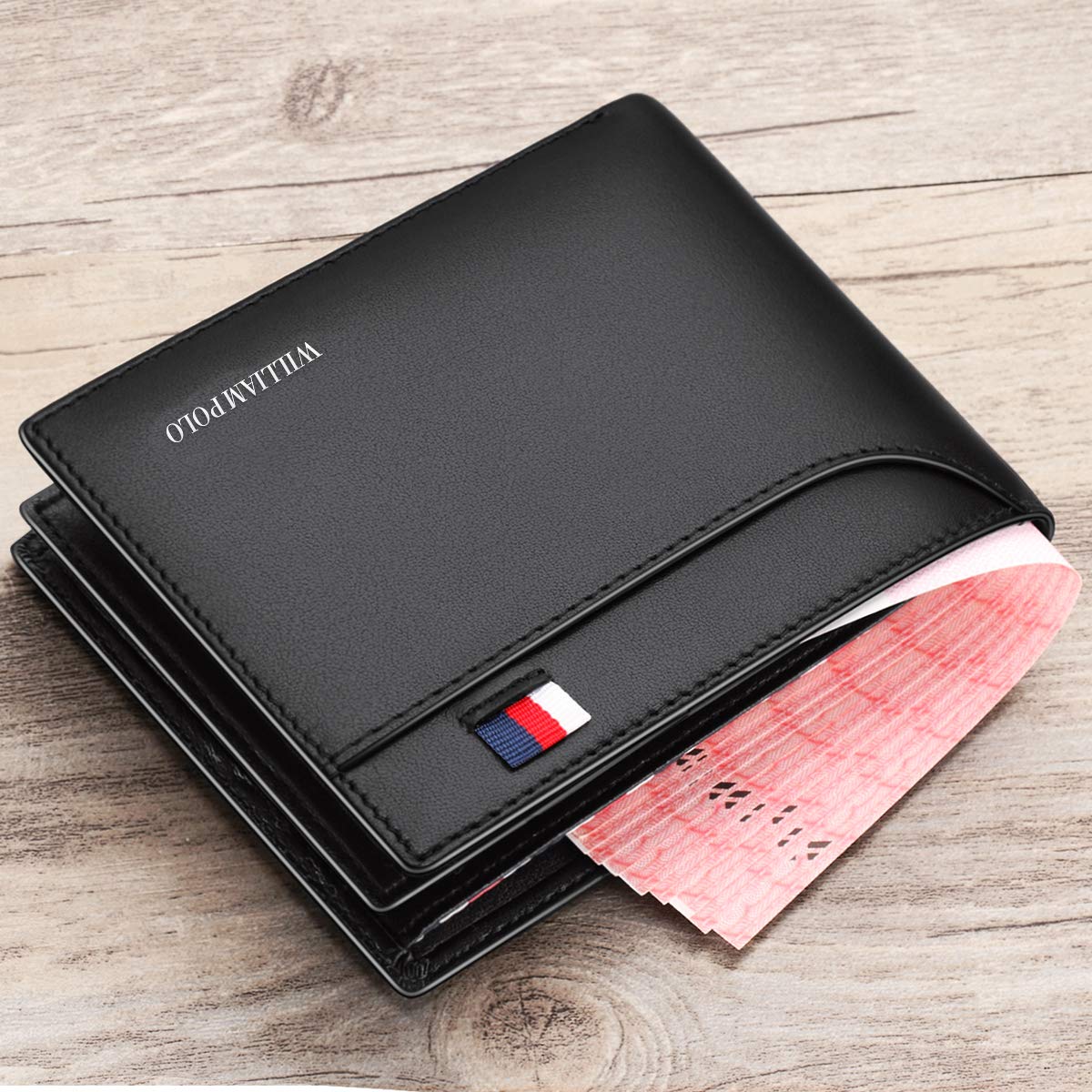 Carteira William Polo Modelo Bifold Original Em Couro Legítimo, Preto Carteira William Polo Modelo Bifold Original Em Couro Legítimo, Preto - Imagem 7