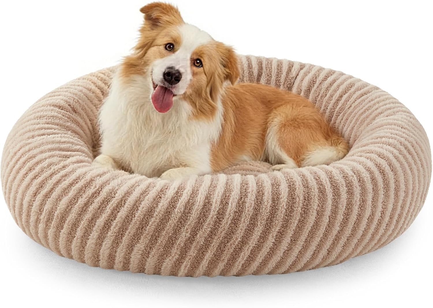 Pawk Hundebett Mittelgroße Hunde Rund, Donut Hundebett Katzenbett Waschbar, Kuscheliges Hundekorb Weich rutschfest, Kaninchenimitat-Plüsch & Teddy-Fleece Hundekorb