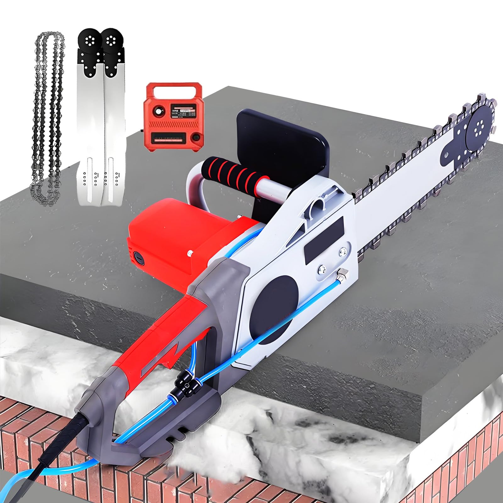 Sierra eléctrica para hormigón, 6000 RPM, Corte húmedo, con Bomba de Agua para ranurar sin Polvo Ladrillos, Granito, mármol y hormigón, Cortador de 48 cm