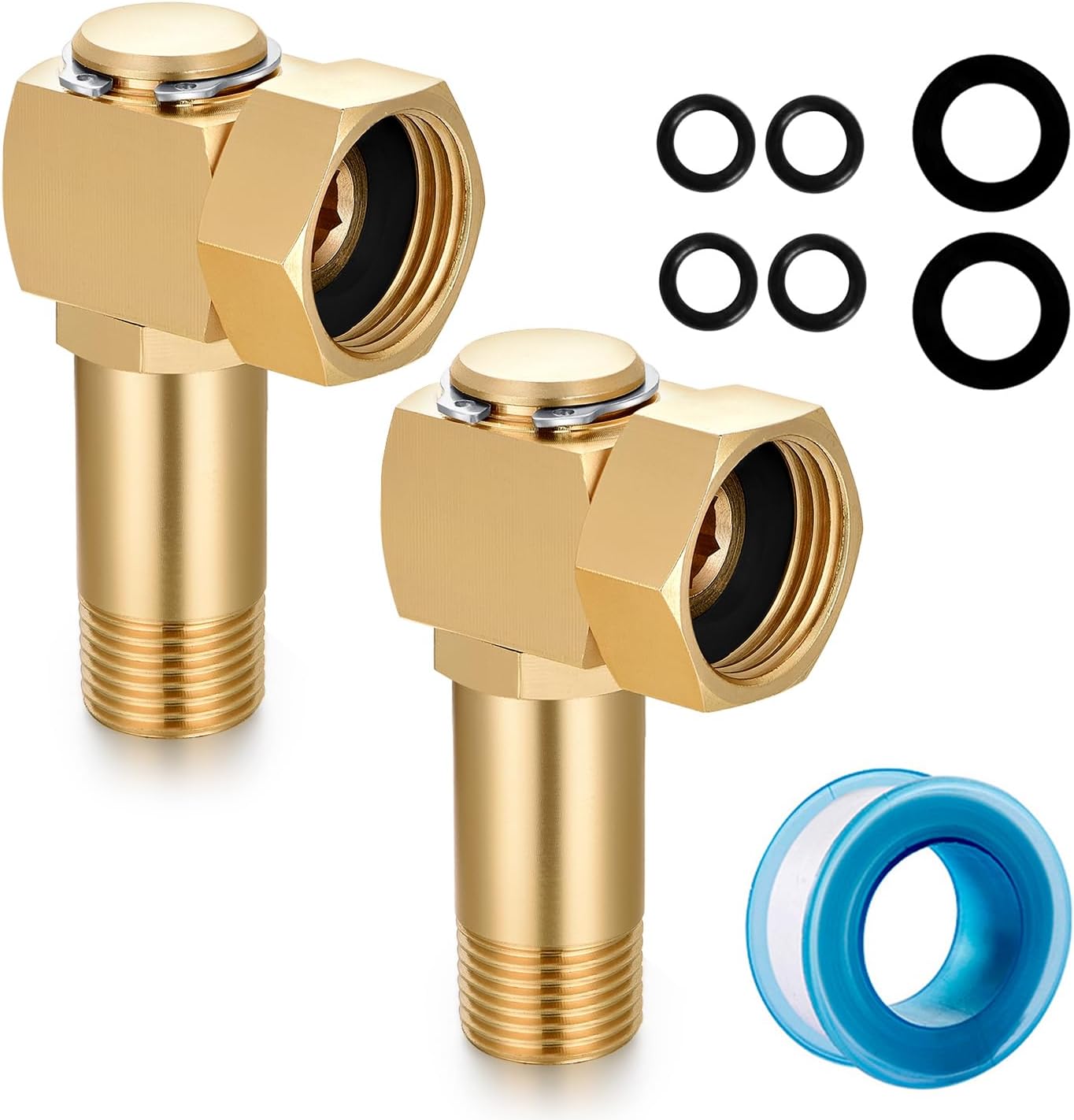 Garden Hose Reel Replacement Fitting,Brass 3/4"GHT Female to 1/2"NPT Male Swivel Elbow adapter (3.07 inches in length)