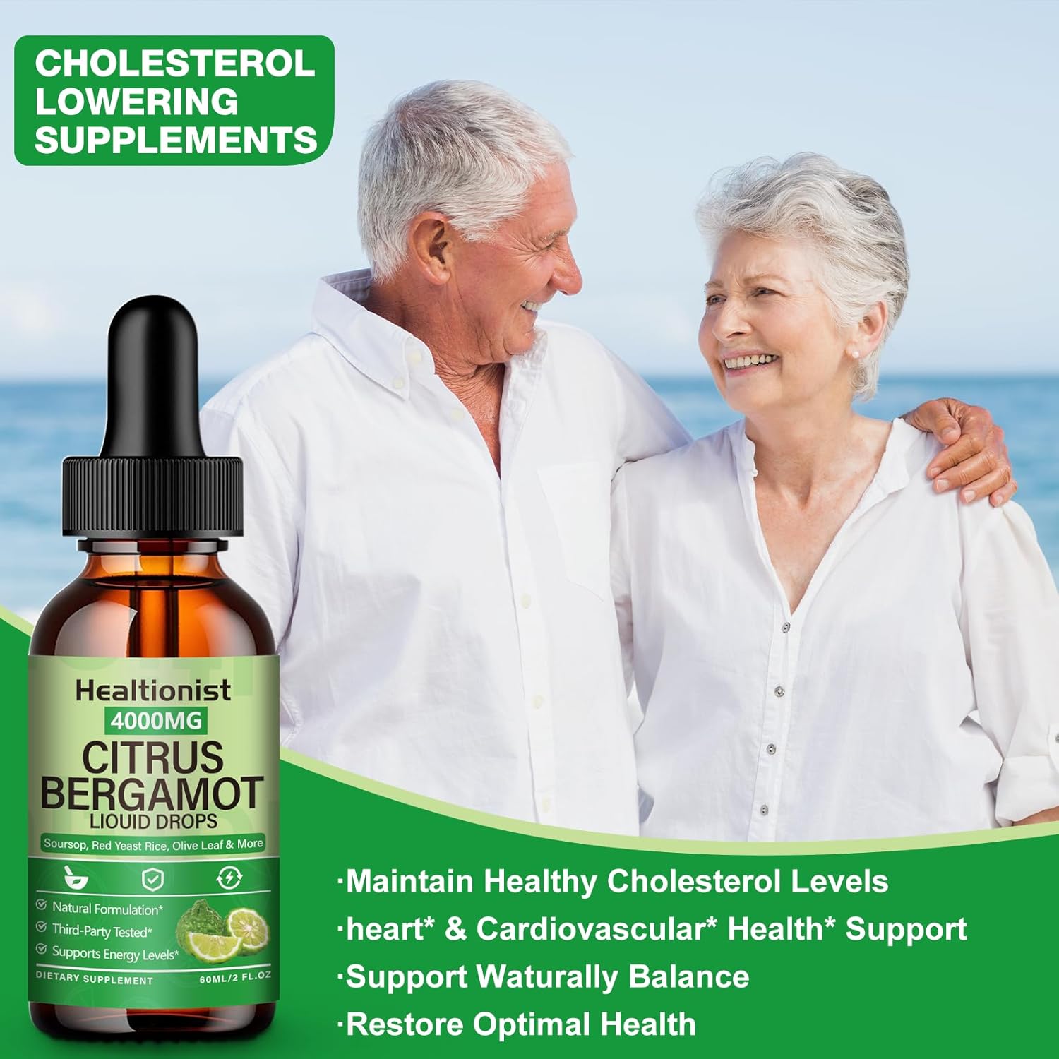 2 Packs 4000mg Citrus Bergamot Liquid Drops - Cholesterol Lowering Supplement for Immune Support Anti-Aging, Hight Cholesterol - Soursop Bitters Liquid, High Absorption, 4 Fl Oz - Image 4