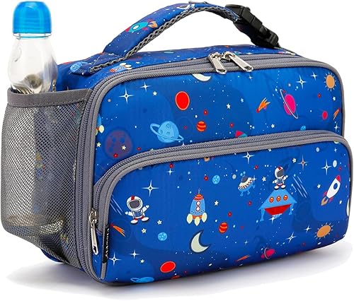 Miniatura 2 de Caja de almuerzo para niños con aislamiento, bolsa suave mini enfriador de regreso a la escuela, kit de bolsa térmica para niñas, niños (mapa)