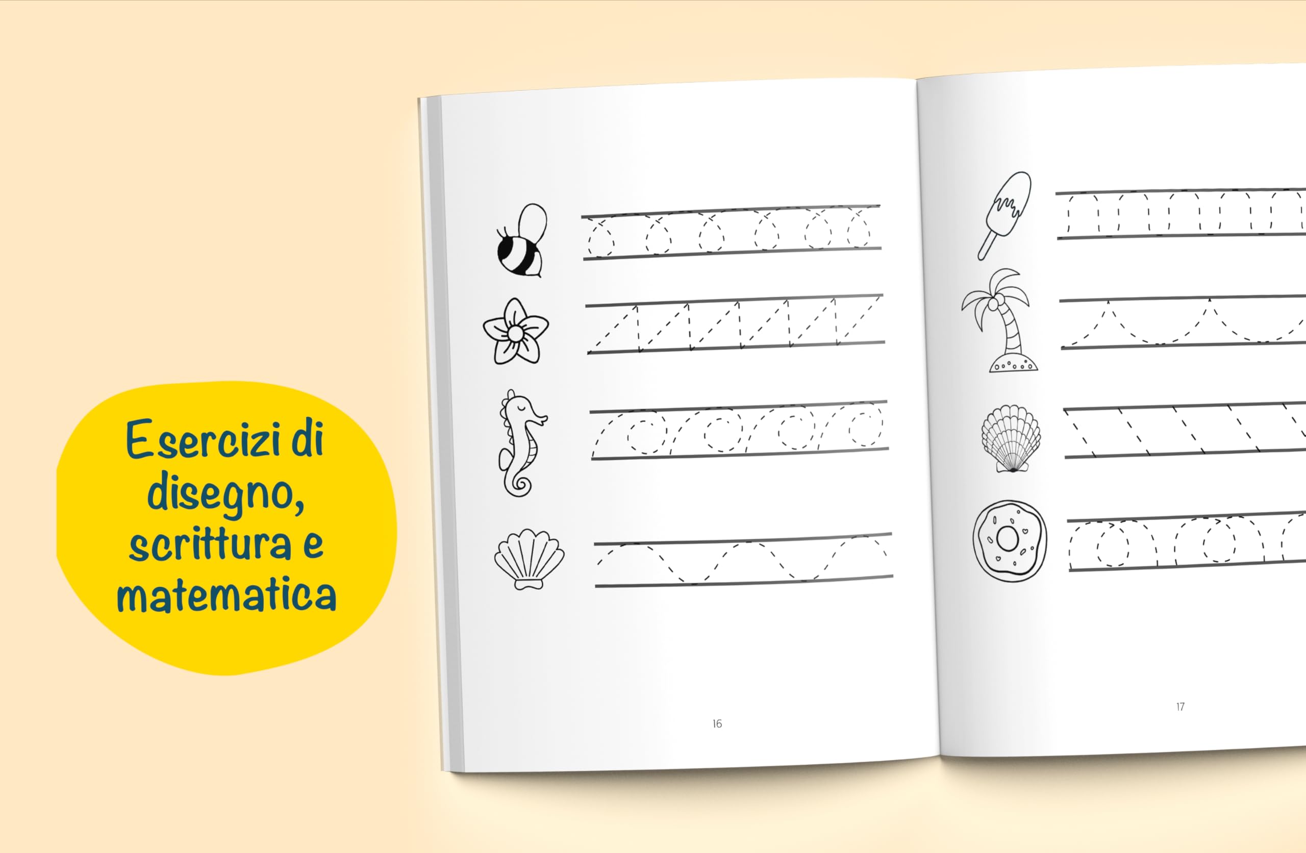 Libro Prescolare – 222 Attività da 3 a 6 Anni: Pronti per la Prima! 250 XXXL Pagine con Esercizi per Imparare a Scrivere e Tracciare Lettere e Numeri – Con Giochi Educativi di Prelettura e Prescritura