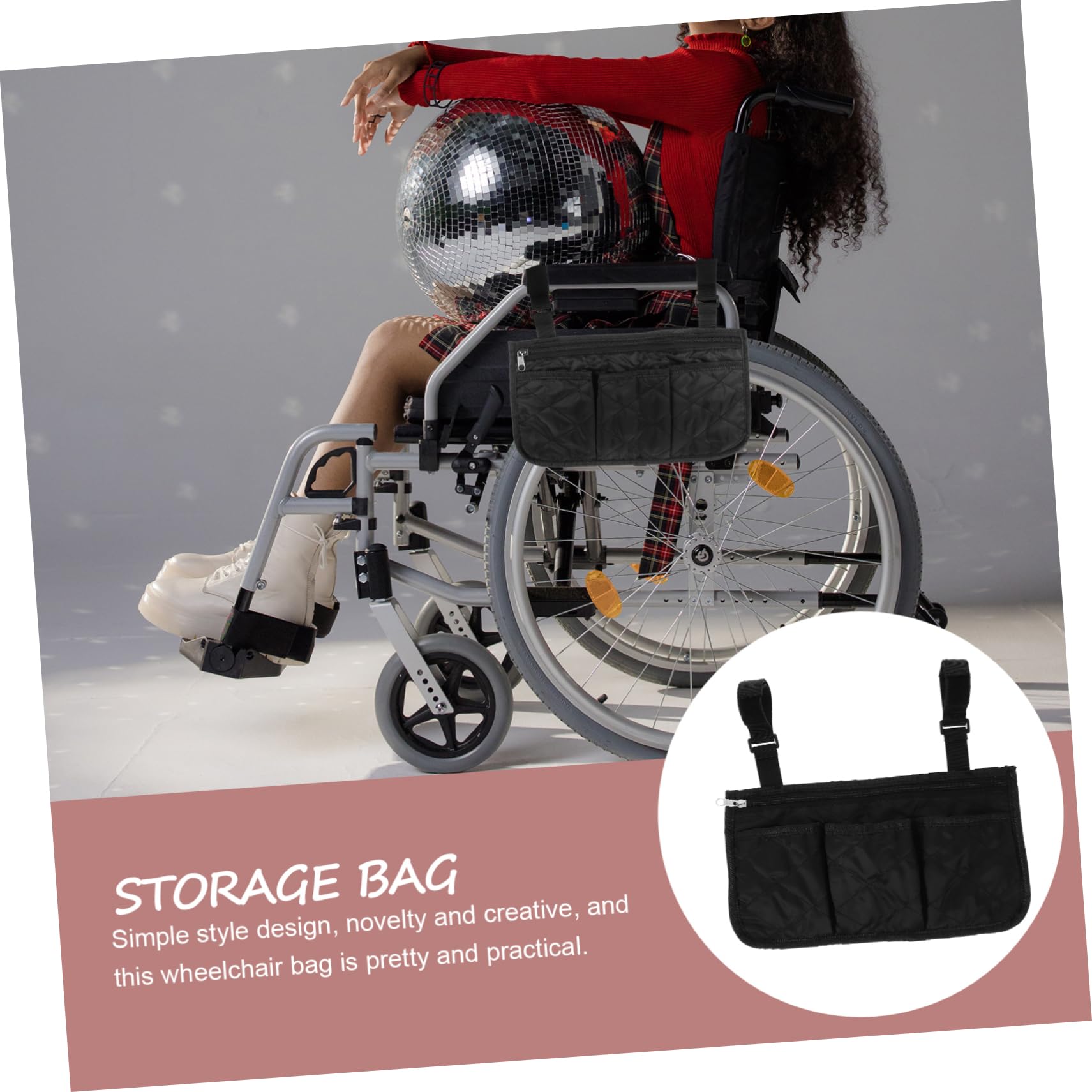 Beavorty 2pcs Wheelchair Organizer Oxford Cloth Drive Wheelchair Accessories Wheelchair Carry Bag Black Wheelchair Back Pouch