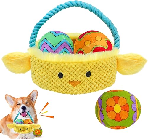 Juguetes de Pascua para Perros, Juguete de Pascua de Escondite para Perros, Juguetes Interactivos con Silbato y Puzle para Perros con Papel
