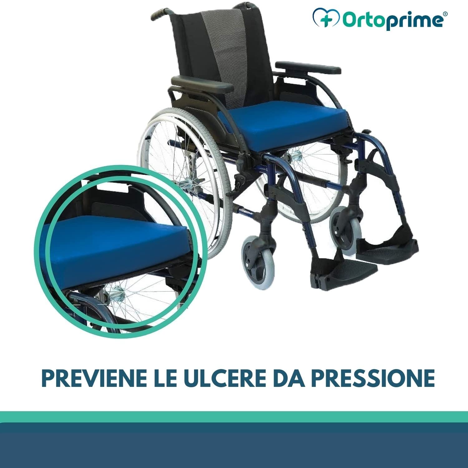 OrtoPrime Cuscino Antidecubito per Sedia a Rotelle - Cuscino Seduta Ortopedico Viscoelastico - Cuscino Memory Decubito - Cuscino Carrozzina per Anziani - Cuscino Memory Foam Sedia a Rotelle Ufficio