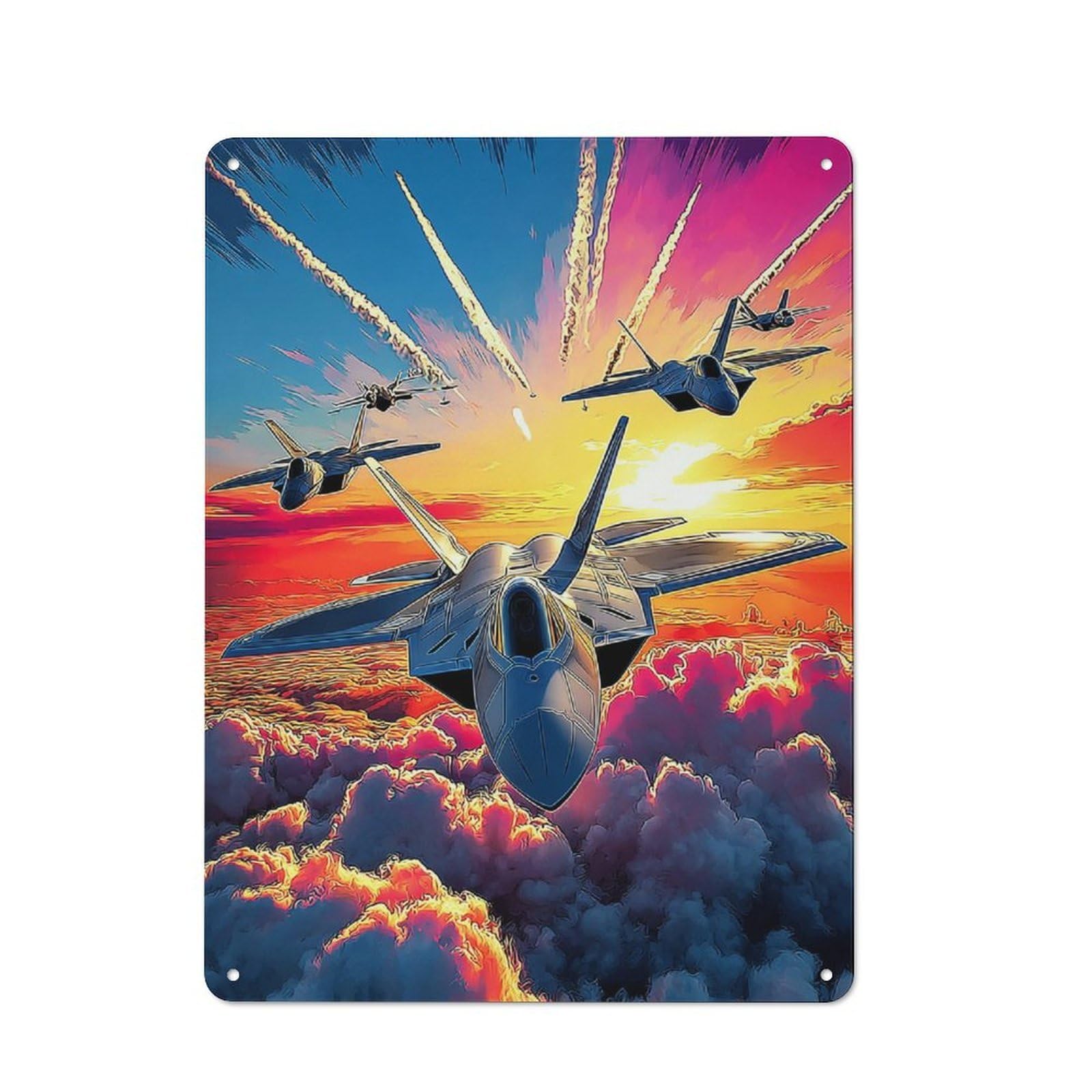 Junmoney Jet Formation At Sunset Decorative Tin Plaque 40X30cm, Vintage Bar Wall Plaque For Bar, Kitchen, Garage Or Games Room