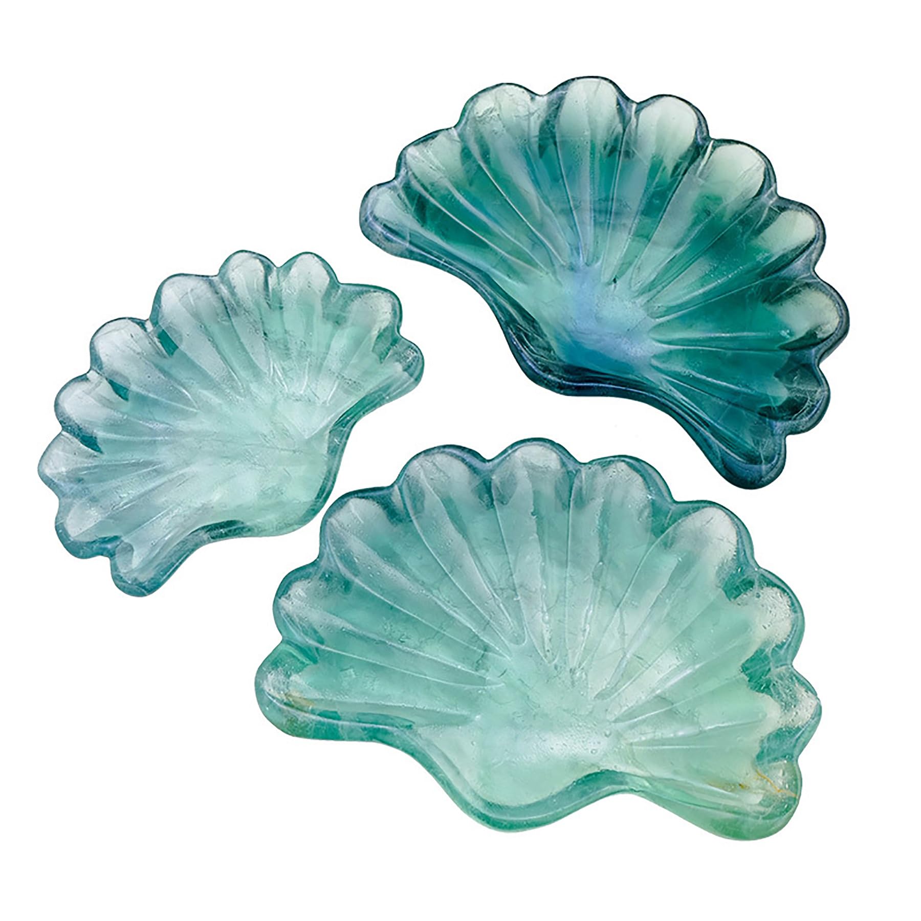 LOTONJT Flourite Shell Figurine Ornament Decorative Crystal Seashell Bowl Jewelry Tray Bedroom Bathroom Ring Holder Ocean Table Centerpiece Fish Tank Spiritual Reiki Meditation Beach Home,150to200g