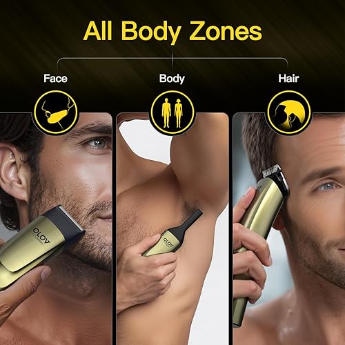 Miniatura 3 de Cortadora de barba para hombres, kit de aseo 17 en 1 para hombre con 6 cabezales de recorte, cortapelos inalámbrico recargable con base de carga,