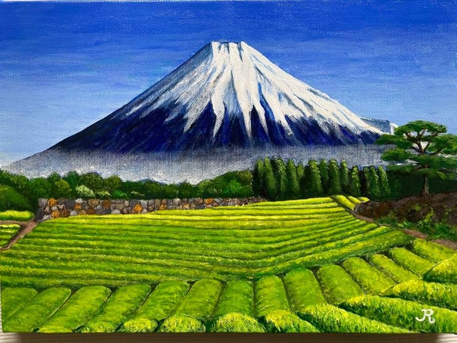 Amazon.co.jp: 風景画 富士山 アクリル画 原画 「朝日を浴びる
