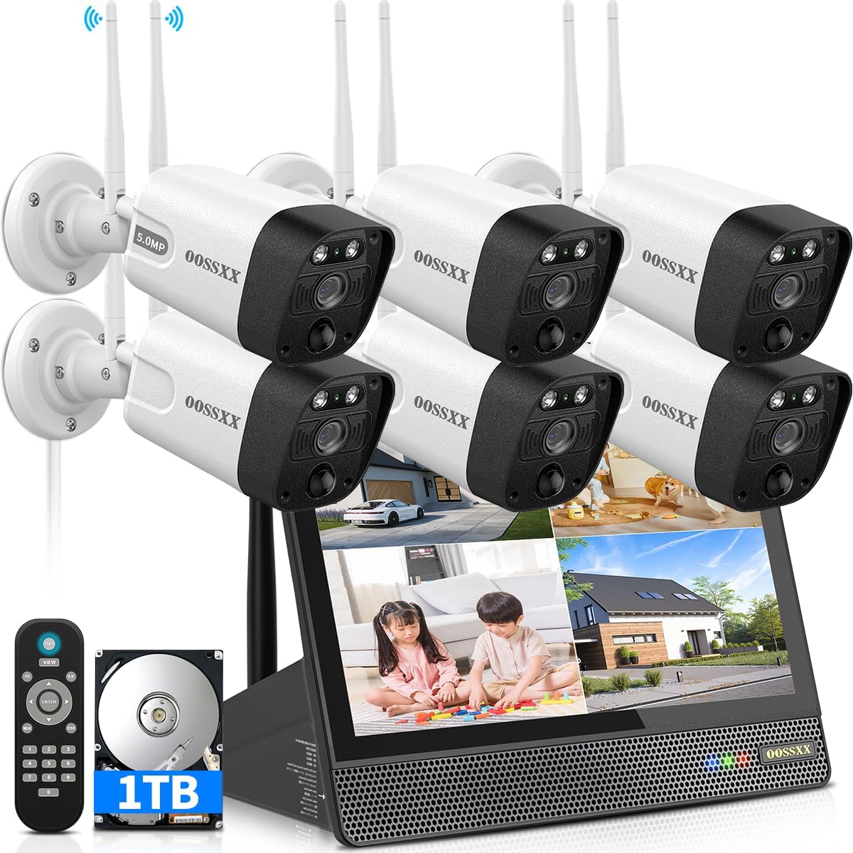 【双方向通話・ダブルアンテナ信号強化・130° 超広角】 防犯カメラ ワイヤレス 屋外 3K 500万画素6台 防犯カメラセット防犯