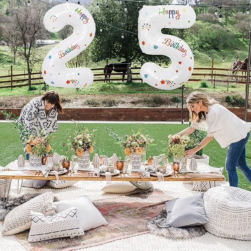 Miniatura 10 de BEISHIDA Globos digitales blancos grandes de 32 pulgadas del 0 al 9 (cero-nueve), globo de aluminio Mylar con el número 7 para decoración de fiesta