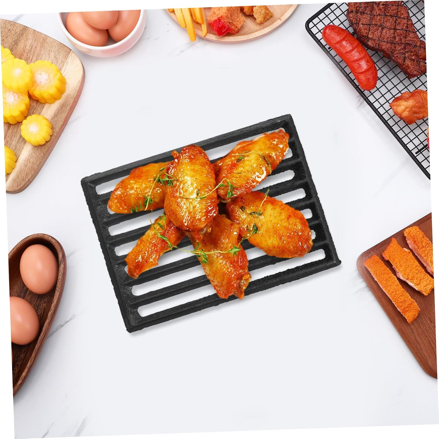 Firewood Grate for Fireplace, Iron Grid Stove Channel Grate