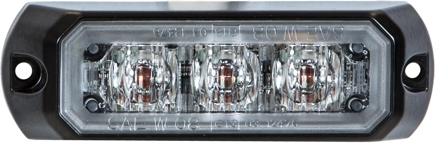 Buyers Products 8891400, 3.5 Inch LED Rectangular Strobe Light, Work Trucks, Light Bar, Construction Vehicles, 12 Flash Patterns, Warning Lights, Amber