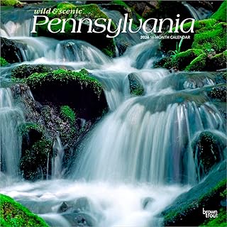 Pennsylvania Wild & Scenic | 2026 12 x 24 Inch (Hanging) Monthly Square Wall Calendar | Plastic-Free | BrownTrout | USA United States of America Northeast State Nature