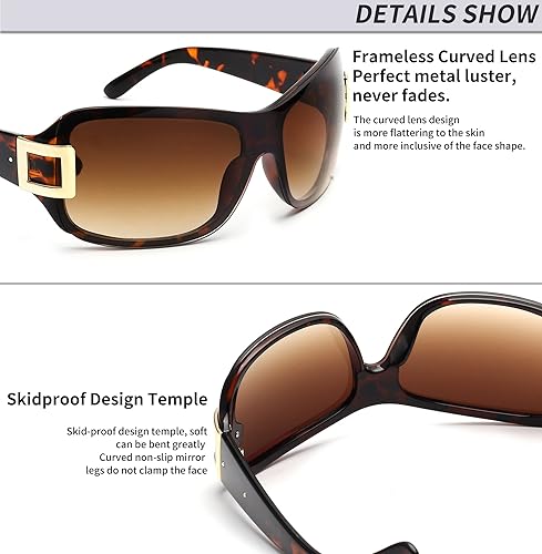 Miniatura 3 de JM Gafas de sol Y2K sin montura para mujeres y hombres de gran tamaño a la moda con escudo envolvente