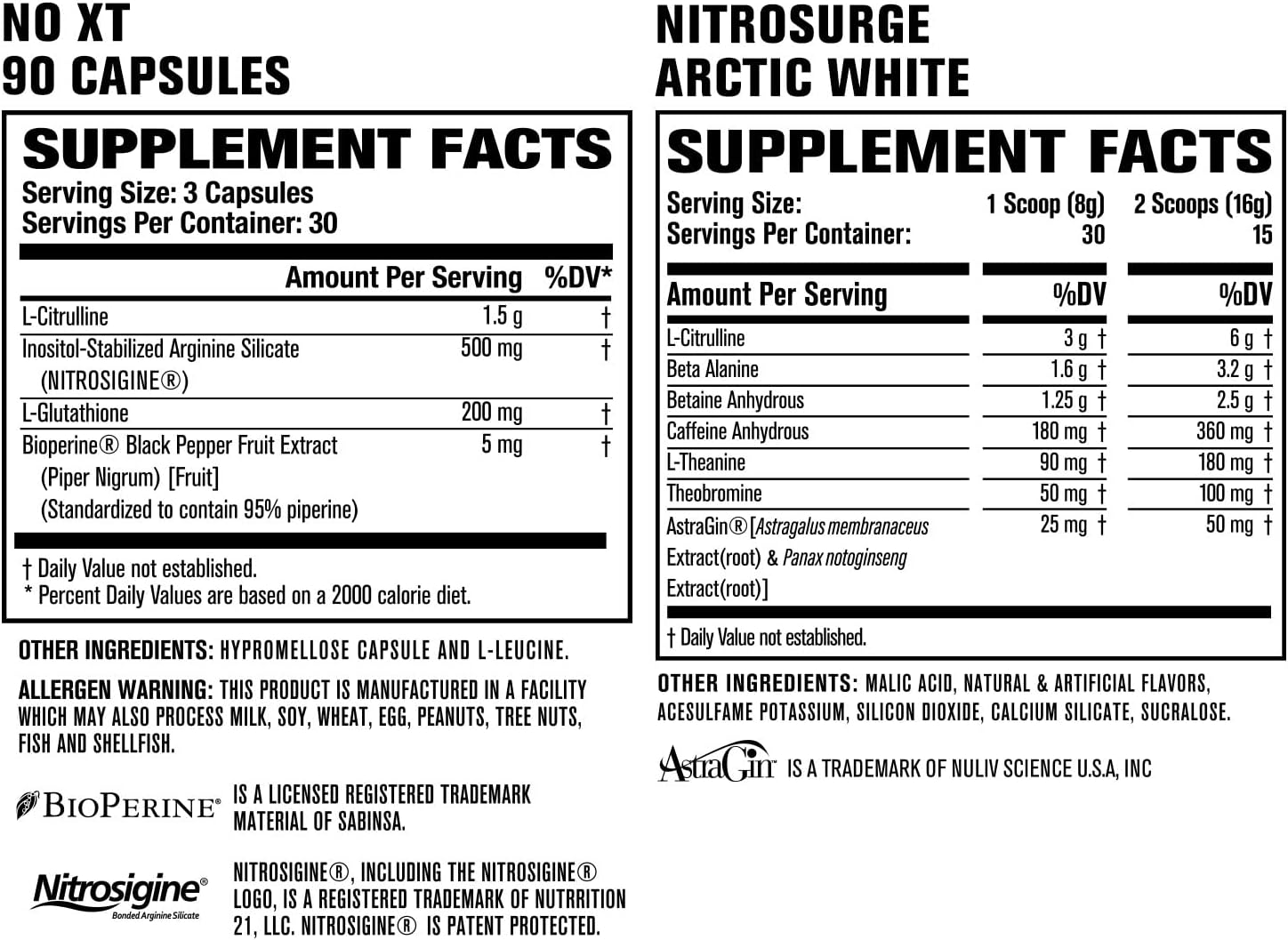 Jacked Factory Nitrosurge Pre-Workout in Arctic White & N.O. XT Nitric Oxide Booster for Men & Women : Health & Household
