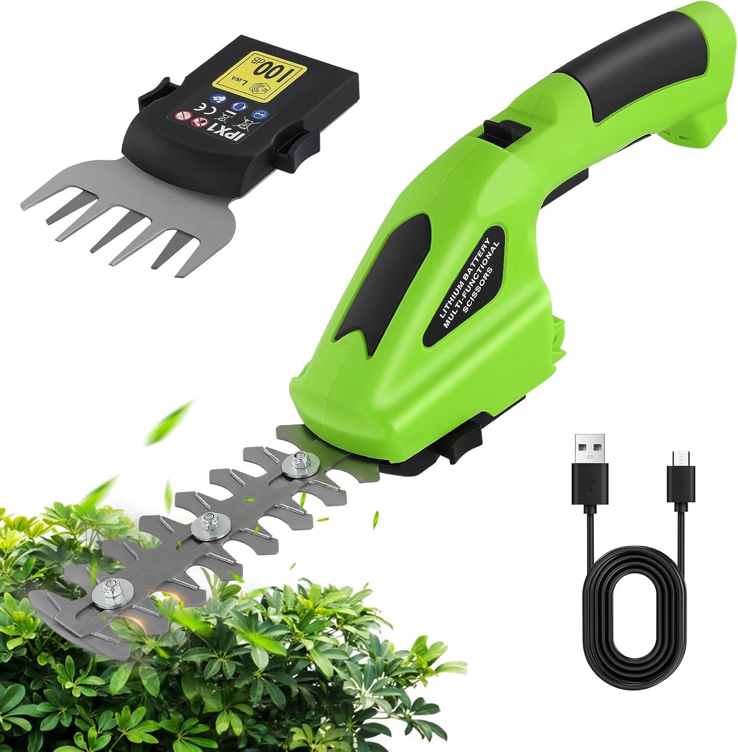 2 in1 Cordless Grass Shear & Hedge Trimmer, 7.2V Handheld Hedge Trimmer