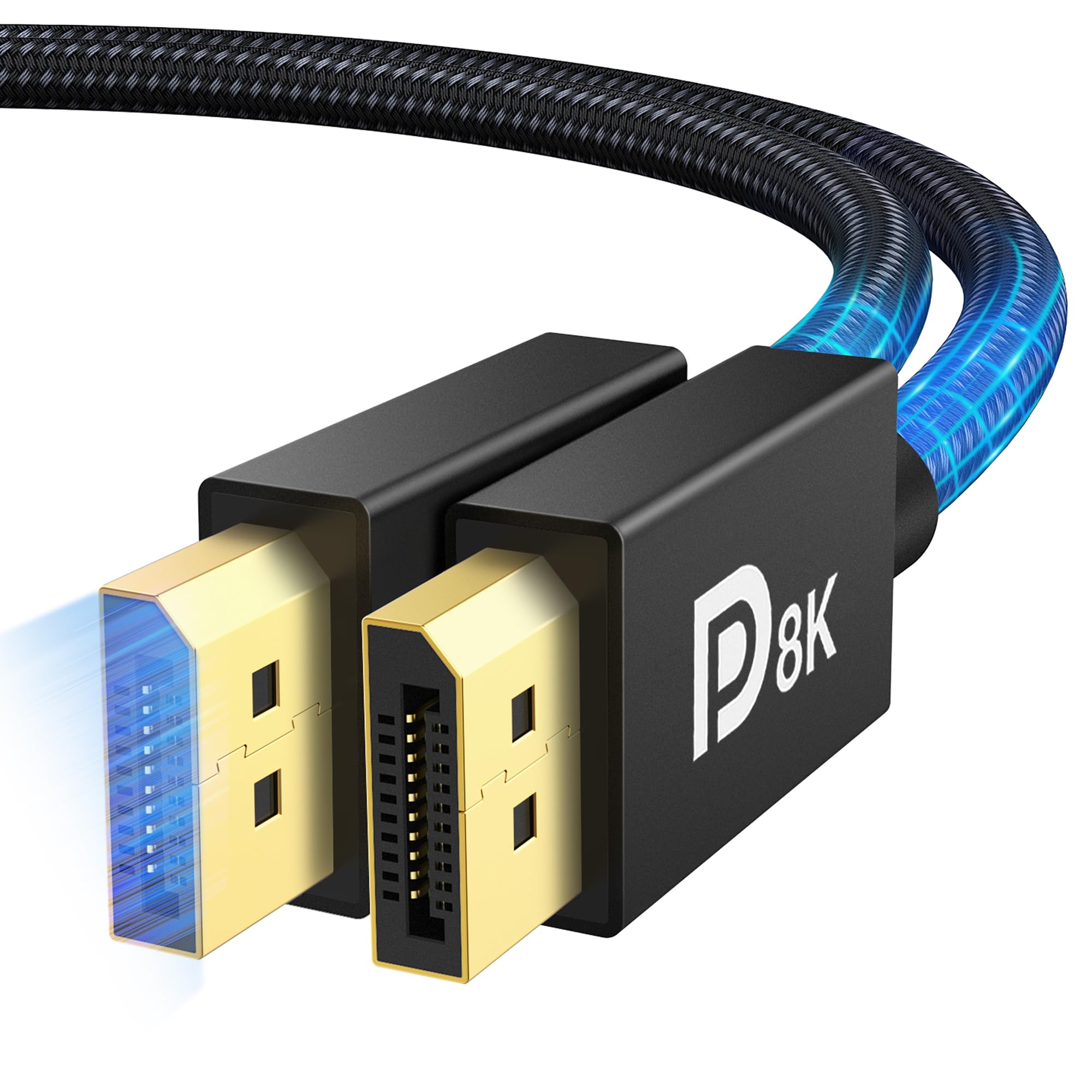IVANKY 8K DisplayPort Kabel 1.4 2M [VESA-Zertifiziert], 8K@60Hz, 4K@165Hz, 2K@240Hz/165Hz/144Hz, HBR3 32.4Gbps, HDR10, DSC 1.2, HDCP 2.2, G-Sync&FreeSync, DP 1.4 Kabel für Gaming-Monitor, Grafikkarte