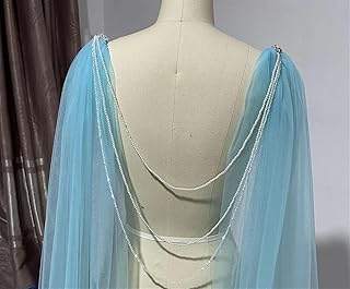 XINTAOSM Material de la Boda, Accesorios de Boda Capa de Velo de Boda con Perlas, Velo for Hombros, Capa con Cuentas de Catedral, Chal Largo for Novia, Accesorios de Boda (Color : Blue, Size : 250cm)