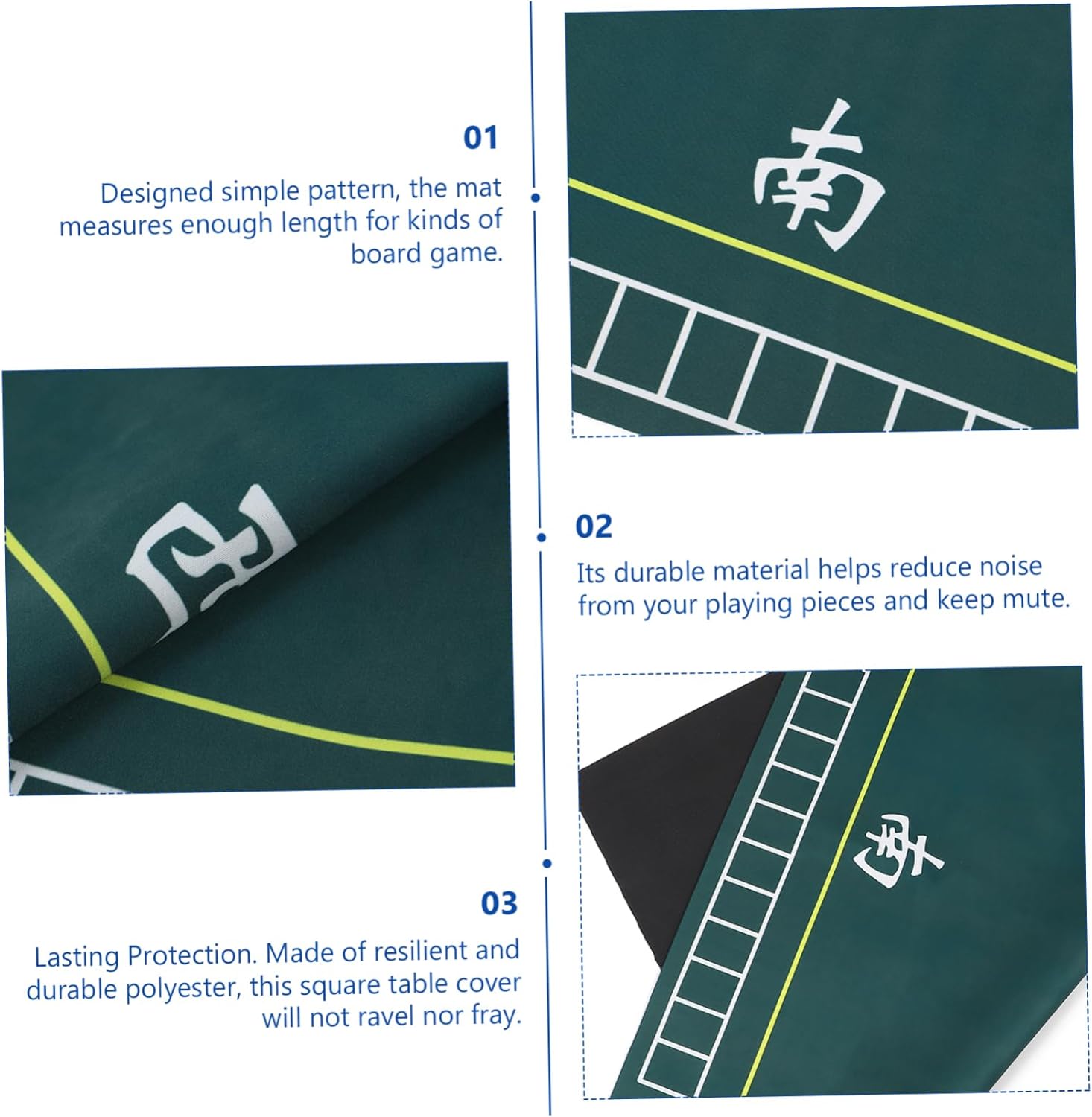 Square Mahjong Table Cover Noise Reduction Mat Gaming Tabletop Cover Polyester