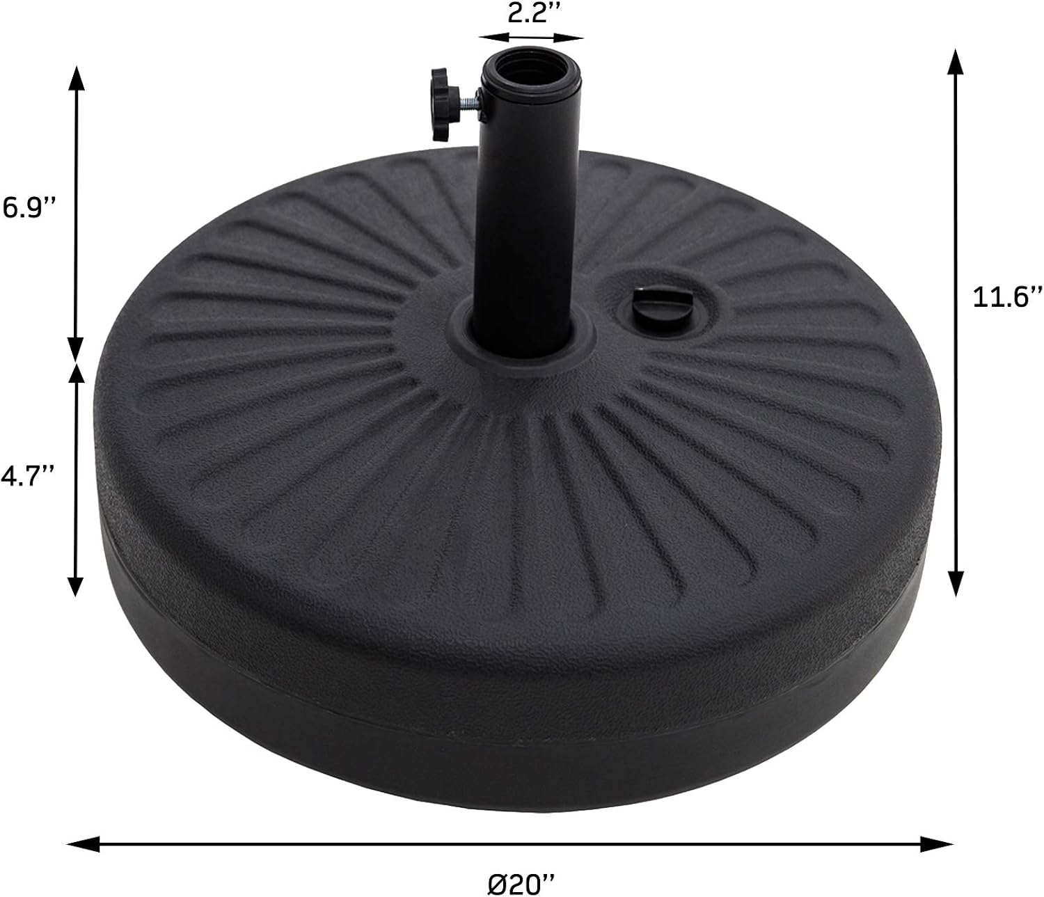 FLAME&SHADE 80lb Round Water Fillable Base Stand Weight for Patio Market Table Umbrella Outdoor, Black