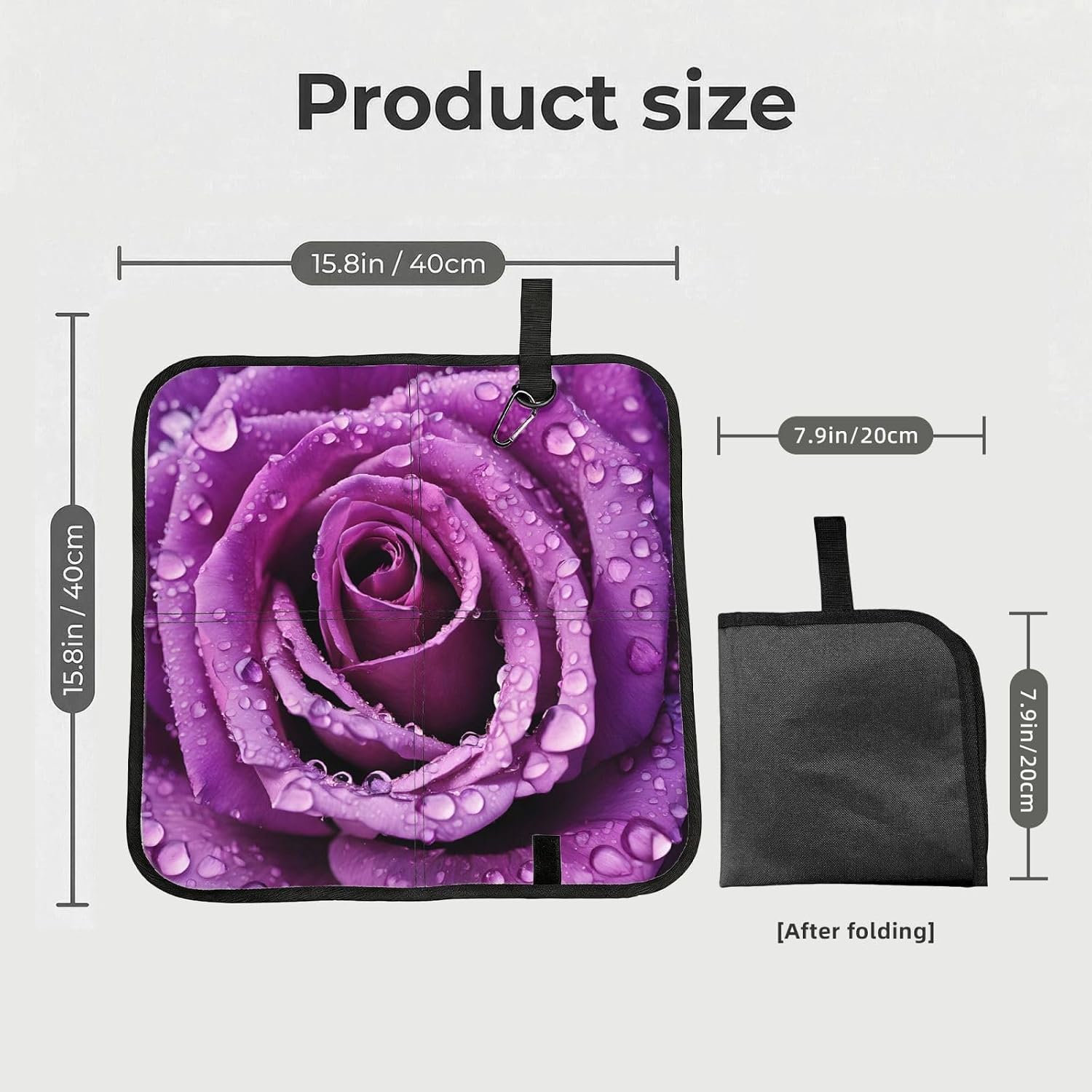 (Purple Rose) Sitting Pad Foldable Seat Cushion Lightweight Camping Seat Mat with Hook for Outdoor Hiking Picnic Camping