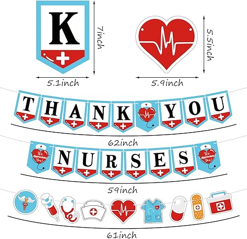 Miniatura 2 de 3 pancartas de agradecimiento para enfermeras, enfermeras, semanas, banderines, médico, enfermería, fiesta, decoración de fiesta, pancartas