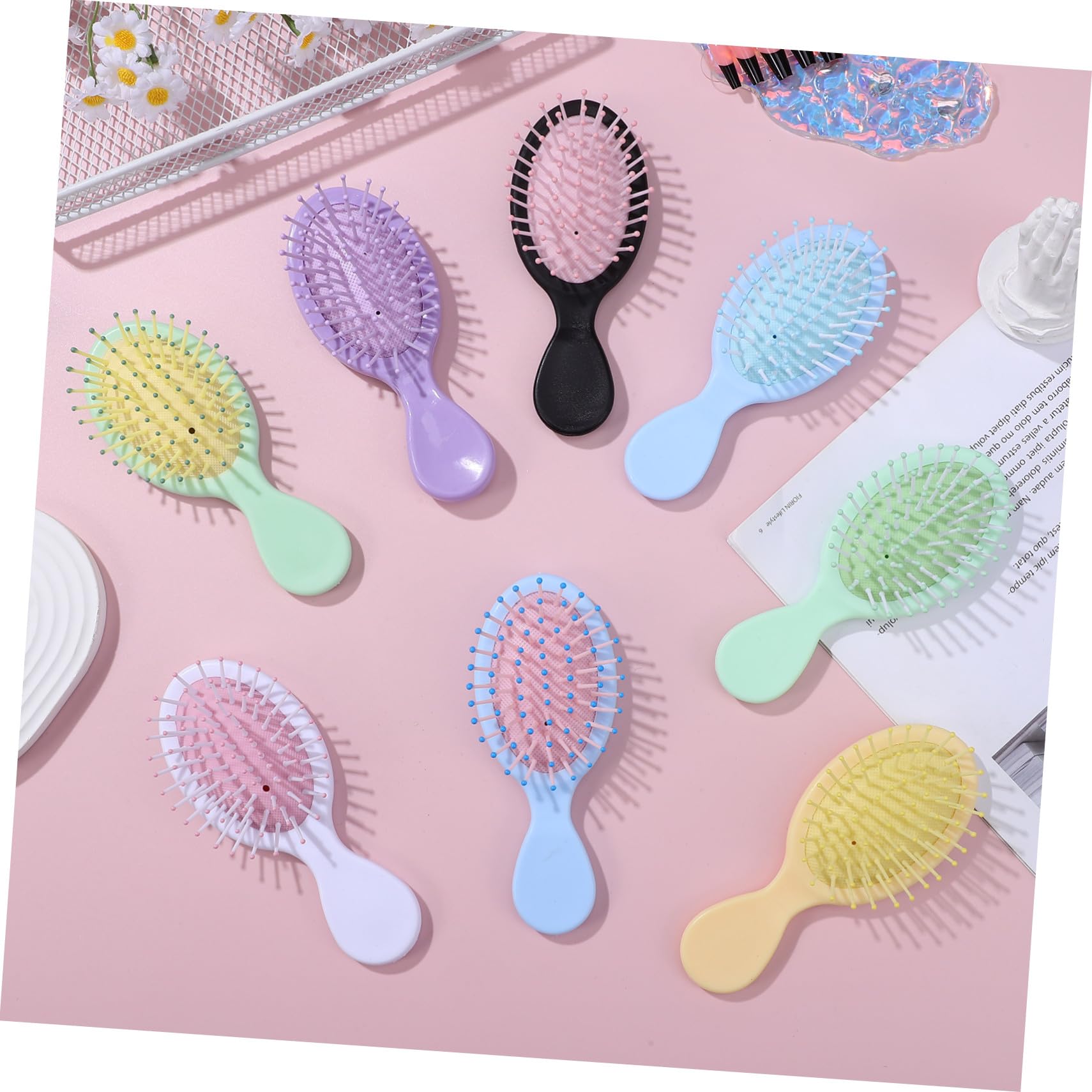 16 Pièces Brosse à Cheveux de Voyage Mini Brosse Démêlante Compacte pour Types de Cheveux Design Portable pour et Déplacement