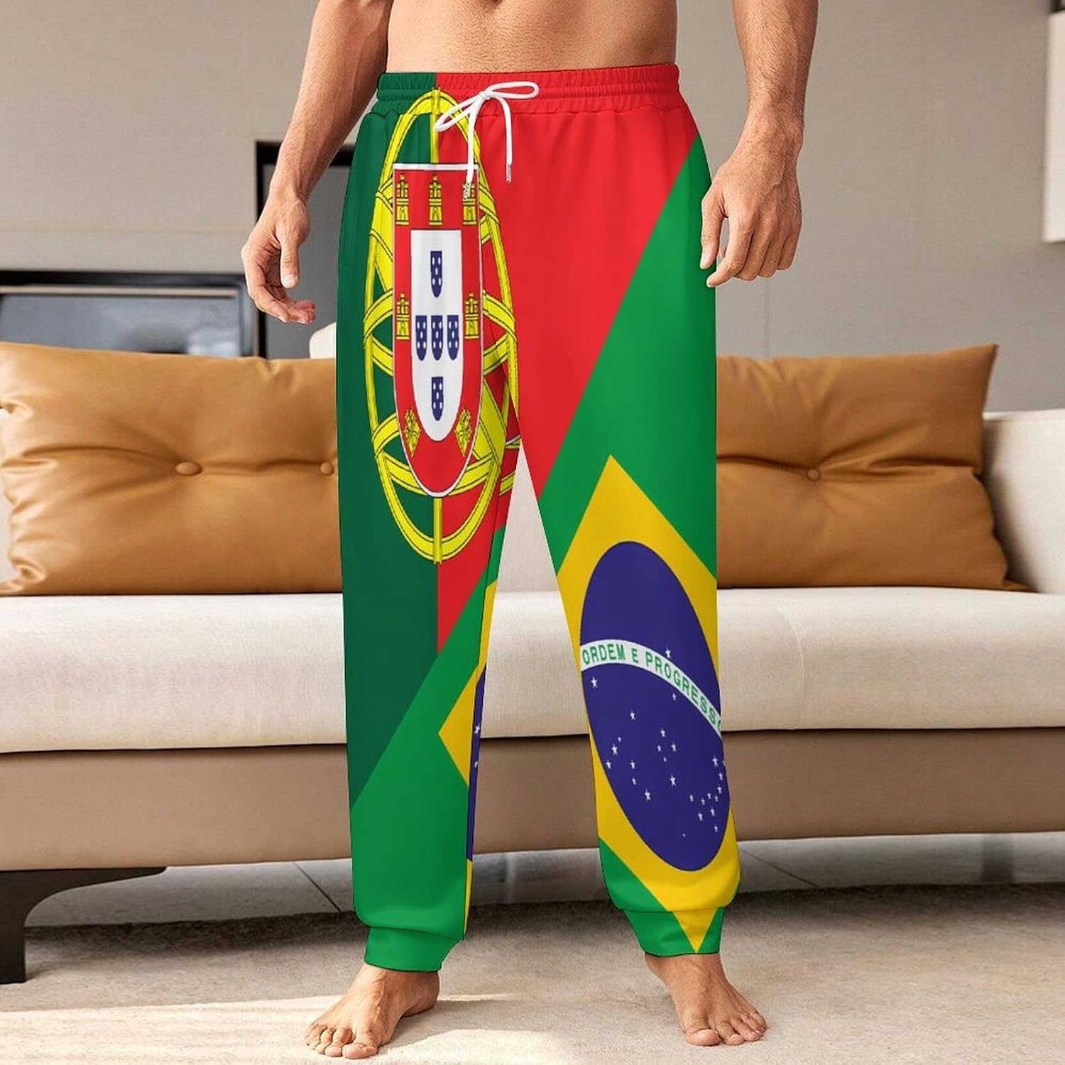 Portugal Brazil Flag Men Pants Lightweight Sweatpants Joggers Pant 4XL
