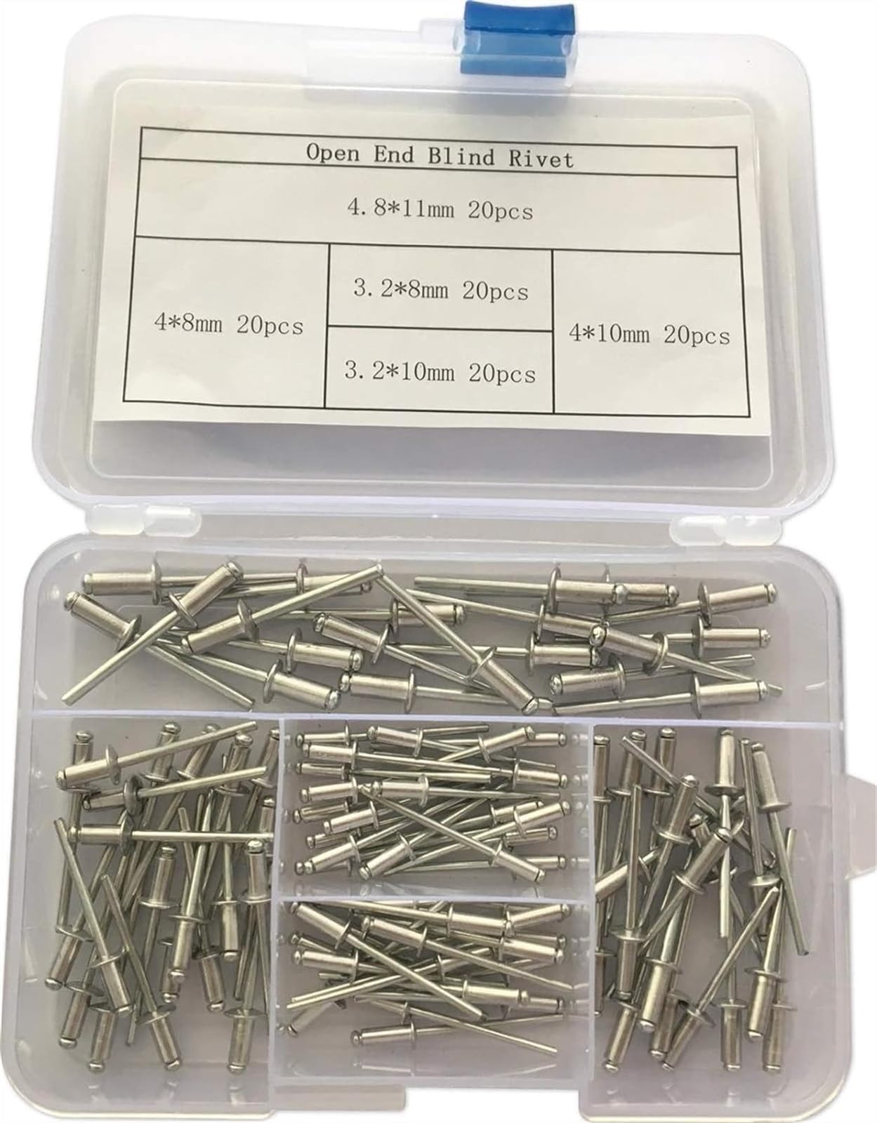 Remaches de sujeción Nutsert, tornillos, sujetadores, tornillos, tuercas, remaches, remaches ciegos de aluminio, decoración de uñas, muebles, kit de montaje de remaches especiales, 100 piezas, robusto