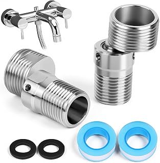 2 Piezas 304 Adaptador Grifo Ducha de Acero Inoxidable Excentricas Grifo Ducha Ajustable en 360 Grados Adaptador de Baño Flexible Aptos para Grifos de Griferia Ducha, Cocina y Lavabo