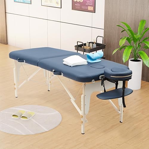 Miniatura 2 de Mesa de masaje portátil con estirador de cuello y hojas, cama de masaje de 84 pulgadas, cama de masaje ajustable para pestañas cama de masaje, mesa