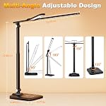 Lampe de bureau LED pour bureau à domicile, lampe de bureau à double tête réglable en hauteur avec 50 modes d'éclairage, lumière architecturale respectueuse des yeux pour lecture, étude, dessin, minuterie automatique de 45 min