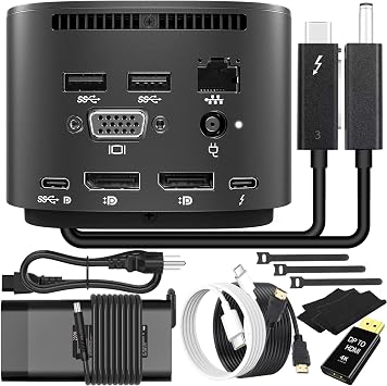 OEM for Dock Station for HP Laptop Dual Monitor and Charging Compatible HP TB Dock 230W with Combo Cable AC Adapter 4K DisplayPort VGA 1G Ethernet USB C HDMI Cable DP to HDMI Adapter