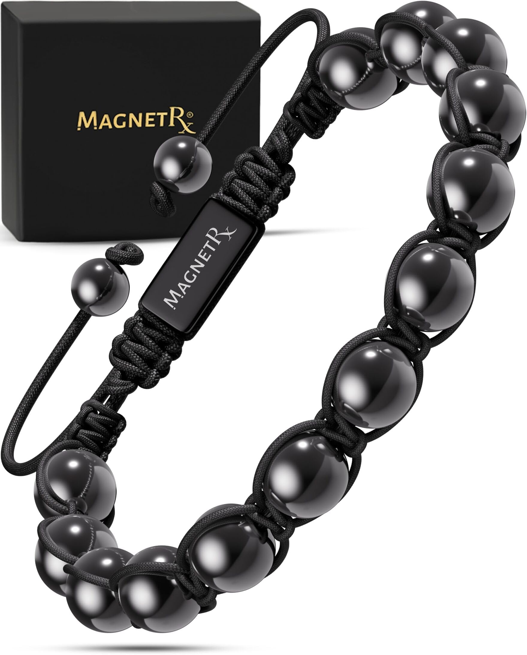 MagnetRX® Magnetic Hematite Bracelet – MAX Strength Magnet Stones – Beaded Magnetic Bracelets for Men and Women (Classic 8mm Bead)