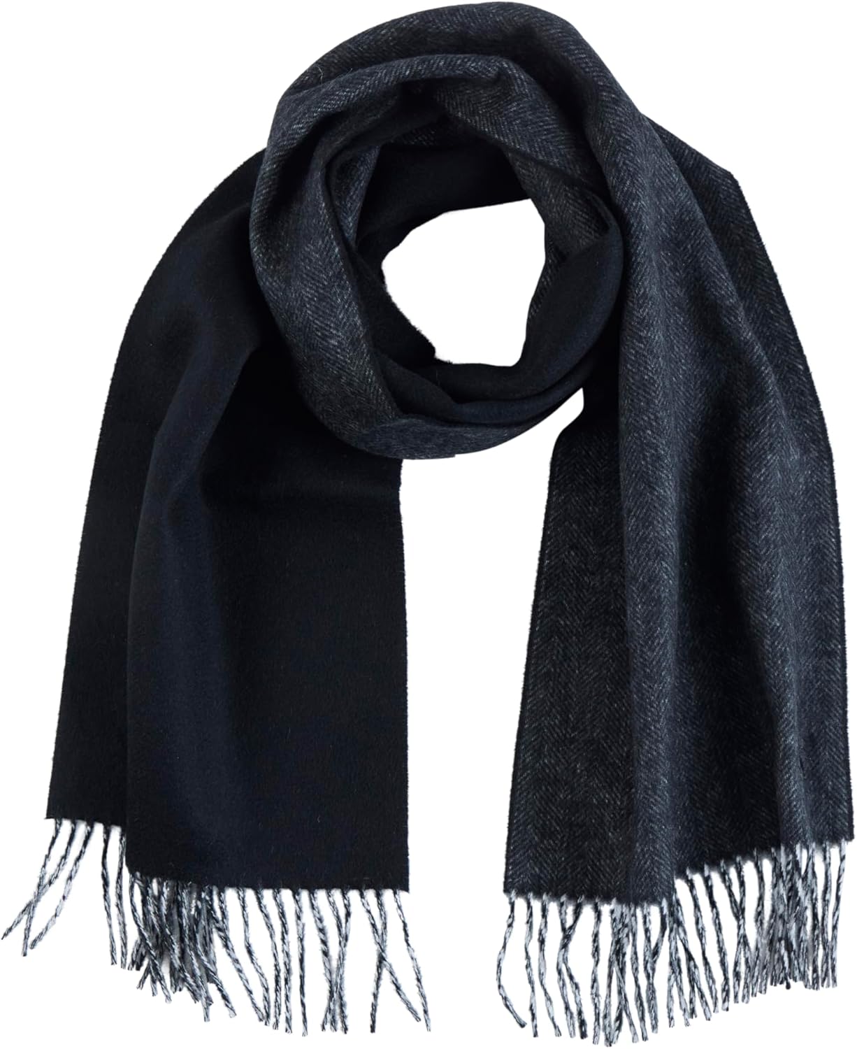 Brooks Brothers Wool and Cashmere Woven Patterned Scarf with Twisted Fringe - Men's Luxury Winter Scarf, 66" x 12"