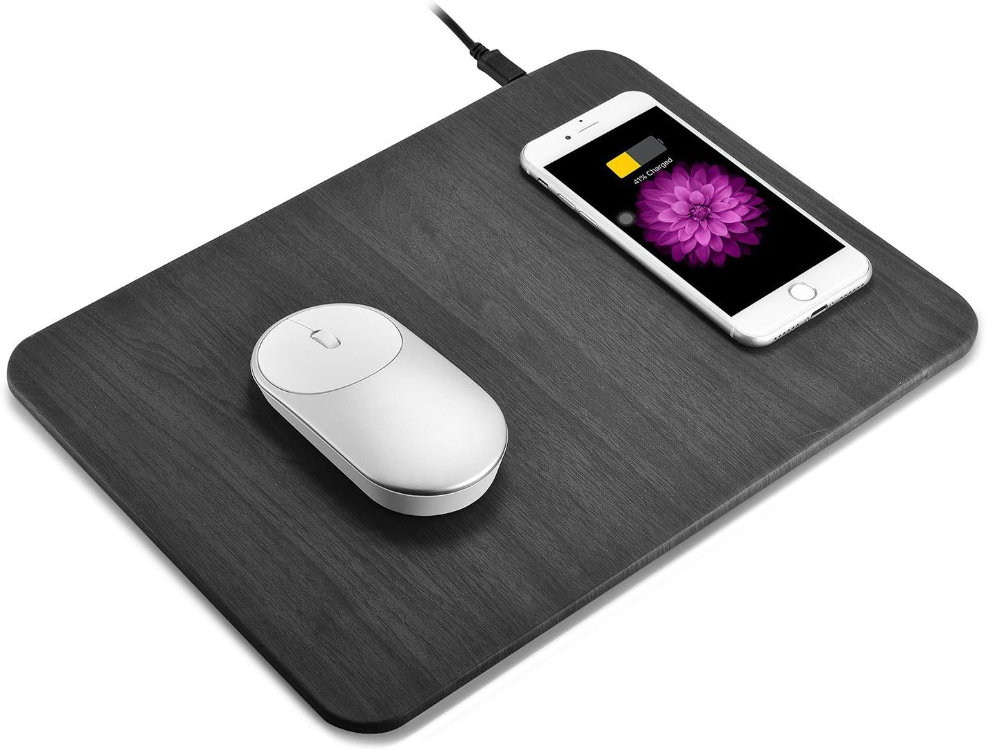 SmallSci Wireless Charger Mouse Pad SuperThin Fast Charger for iPhone X /8 Plus /8 Samsung S7 /S8 /Note 8 (Black)