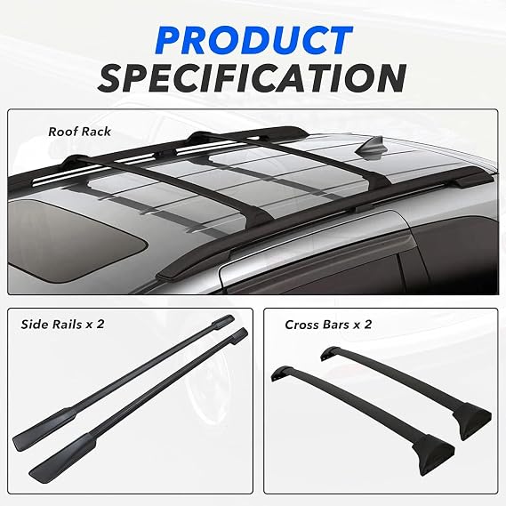 4Pcs Roof Rack Cross Bar + Roof Side Rail for 2018-2025 Honda Odyssey Luggage Carrier