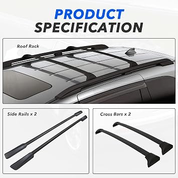4Pcs Roof Rack Cross Bar + Roof Side Rail for 2018-2025 Honda Odyssey Luggage Carrier