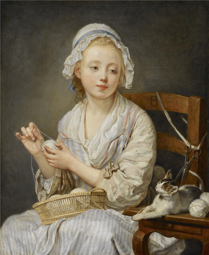 Oil Painting 'Jean-Baptiste Greuze - The Wool Winder, C. 1759', 24 x 29 inch / 61 x 74 cm , on High Definition HD canvas prints is for Gifts And Basement, Gym And Hallway Decoration, HD