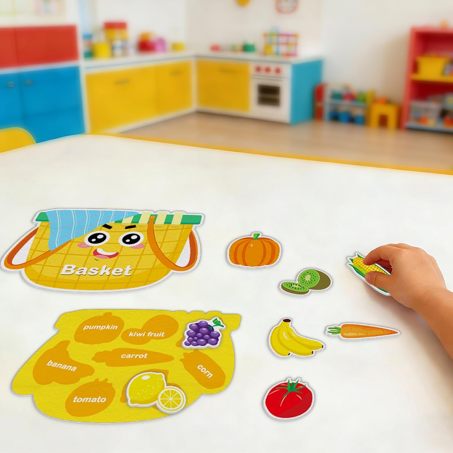 10 Pieces Vegetable Basket Matching Games Flannel Board Stories for Learning Activities Speech Therapy Material Classroom Must Haves