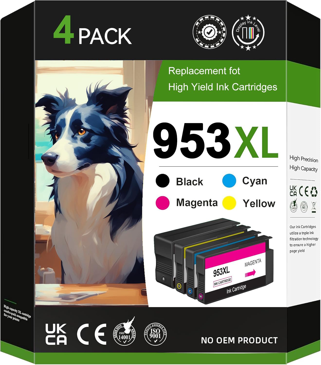 KERFOINK 953XL Multipack Druckerpatronen für HP 953XL Patronen Kompatibel für HP Officejet Pro 7740 7720 8210 8720 8710 7730 8218 8715 8718 8725 8728 8740 8730 (4 Pack)